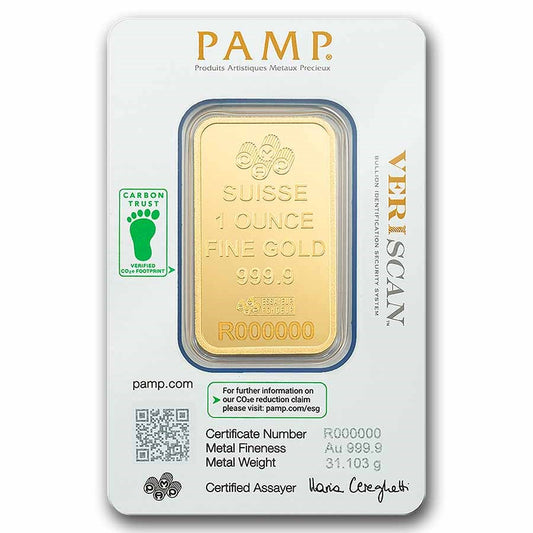 24K 1 Ounce (31.1G) PAMP Suisse Fortuna Veriscan Gold Bar (New w/ Assay)